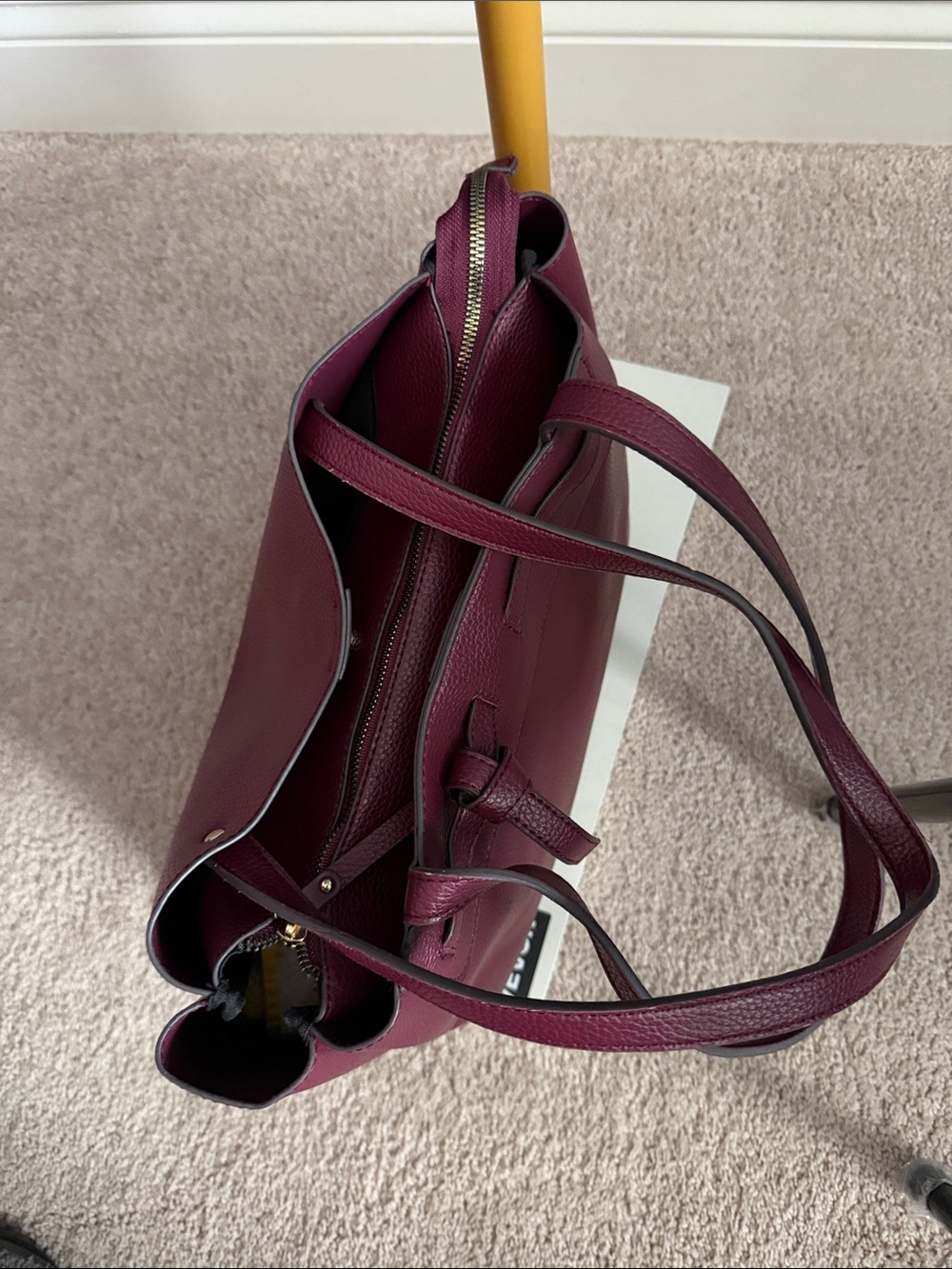 Nanette Lepore Burgundy Pebbled Leather Tote - Picture 2 of 4